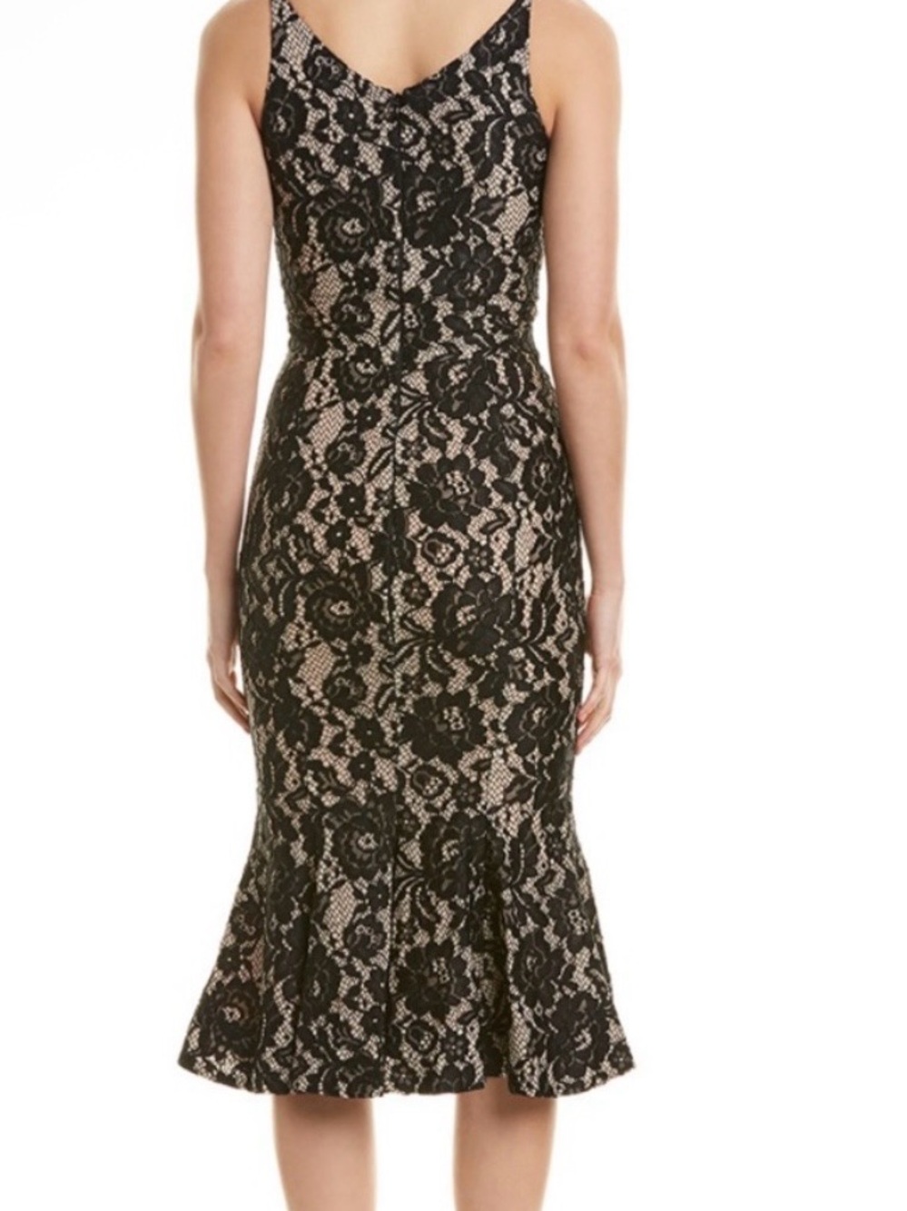 Dress The Population Isabelle Black/Nude lace Trumpet Midi Dress - Picture 2 of 6